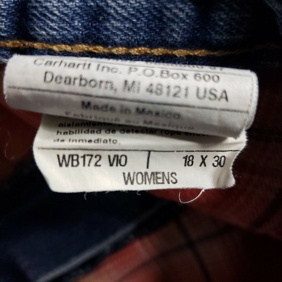 Carhartt Flannel Plaid Lined Jeans 18/30 Work Pants - Picture 7 of 11